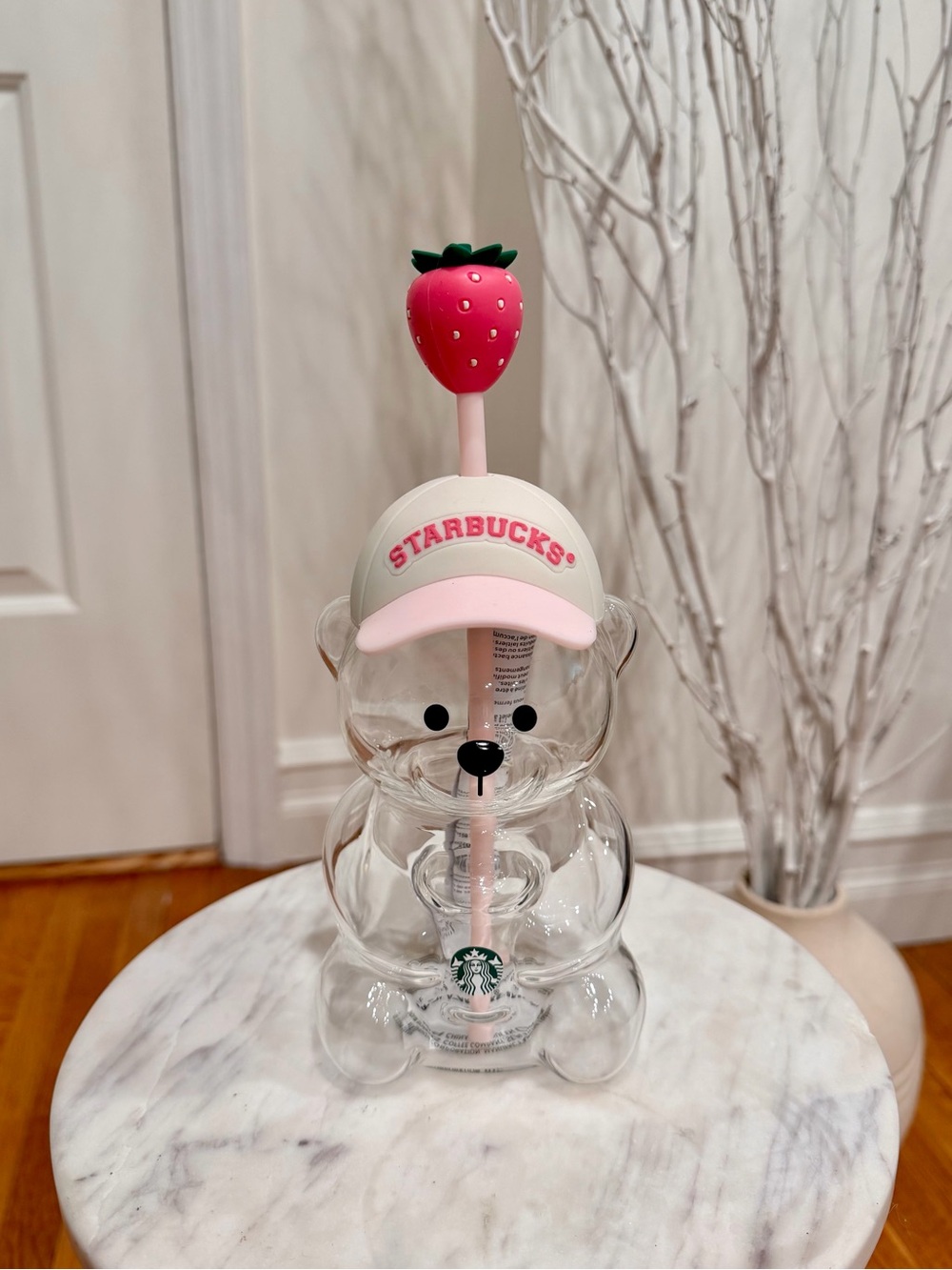 Starbucks Pink Bear Cup with Strawberry Topper